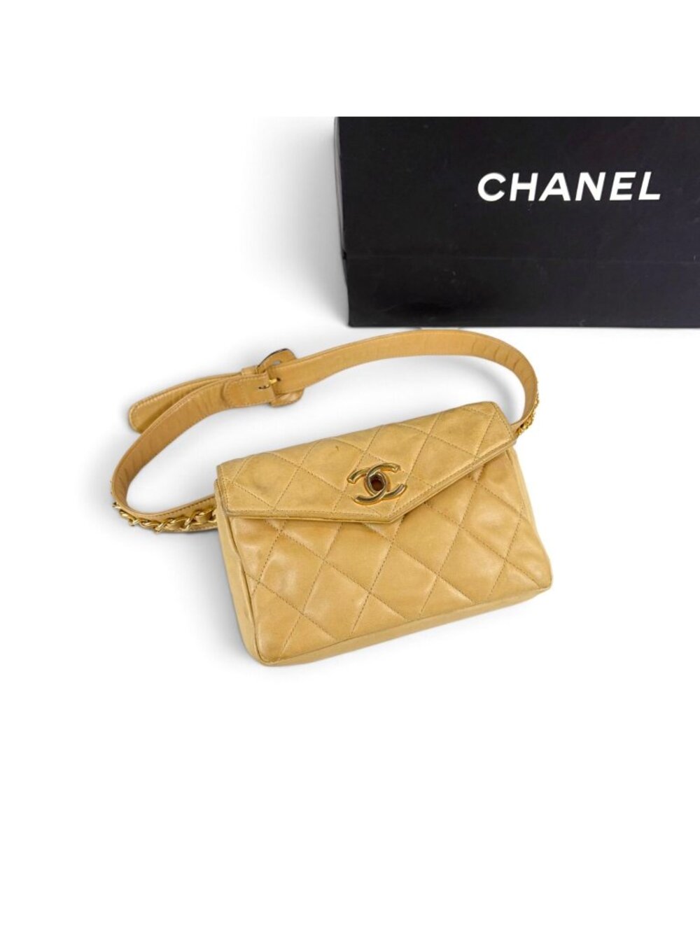 Chanel Coco Waist Bag CC Logo Turnlock Chain Belt Pouch